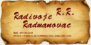 Radivoje Radmanovac vizit kartica